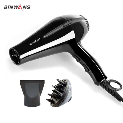 Professional Salon Grade 1800w Low Noise Ceramic Ac Infrared Heat Hair Dryer One Concentrator and One Diffuser Black Color