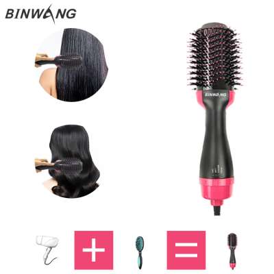 Electric Blow Dryer Rotating Straightener Curl Brush One Step Hair Dryer & Volumizer, Styler for Straightening, Curling